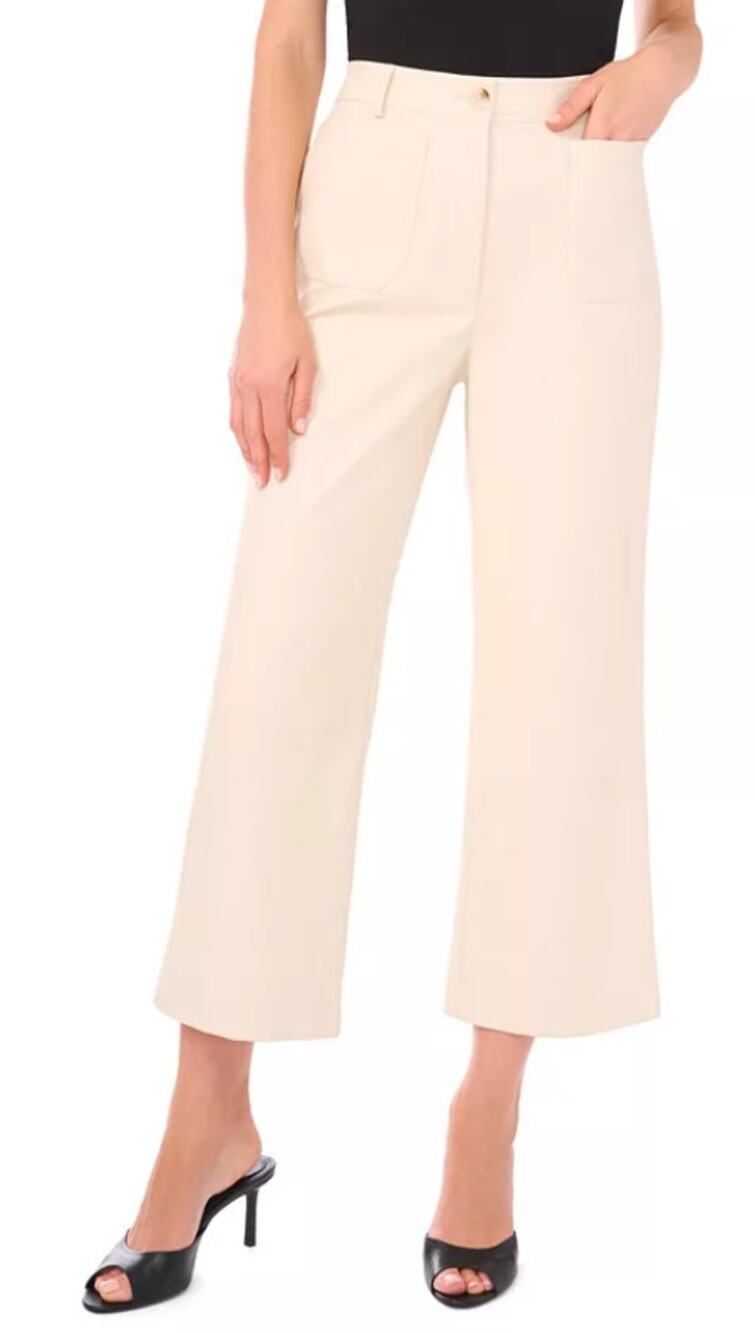 Vince Camuto Women's Cropped Front Pocket Mid Rise Pants Birch 2
